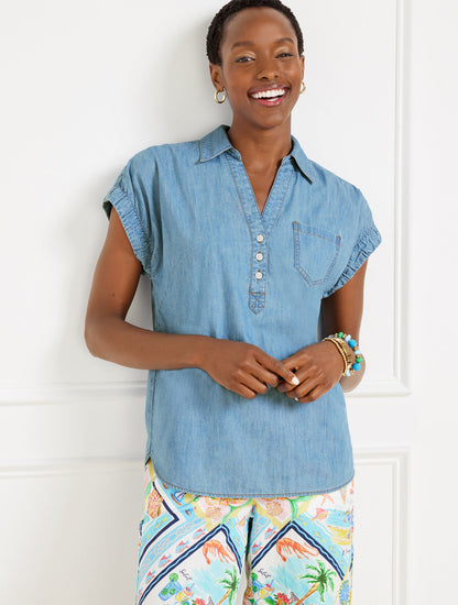 Talbots DENIM POPOVER - AZURE WASH