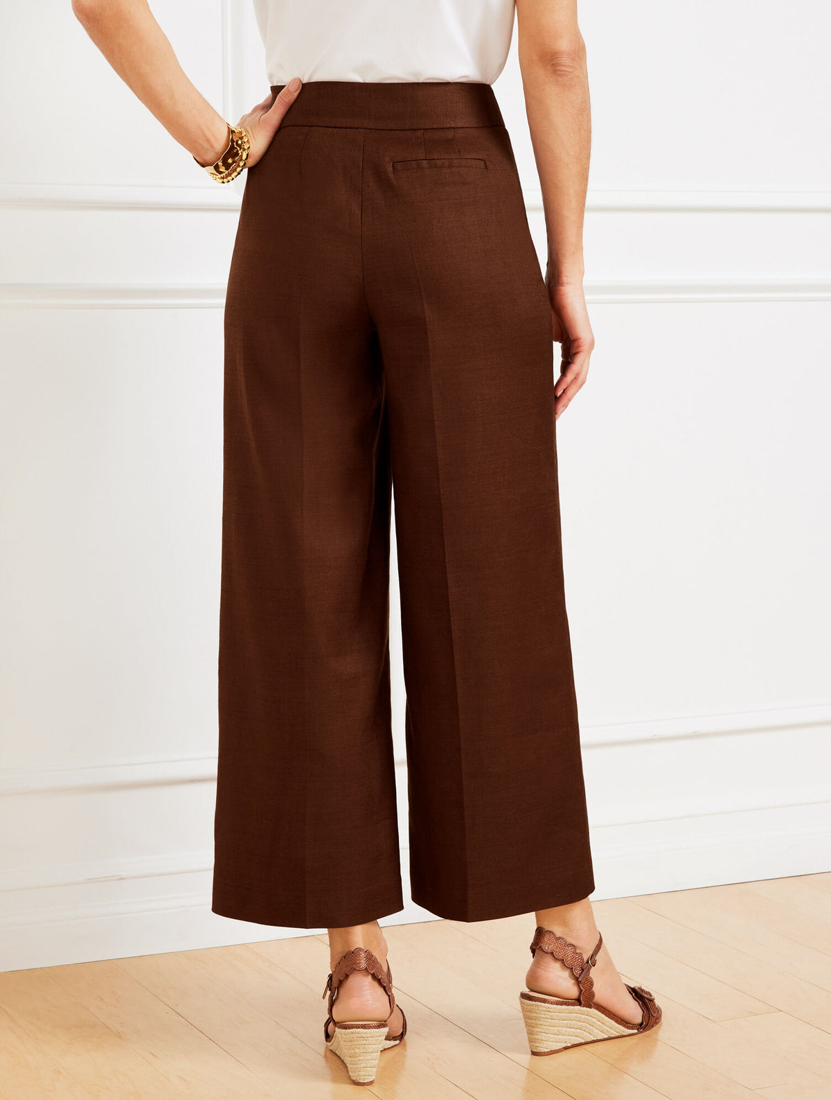 Talbots WIDE CROP LINEN BLEND PANTS