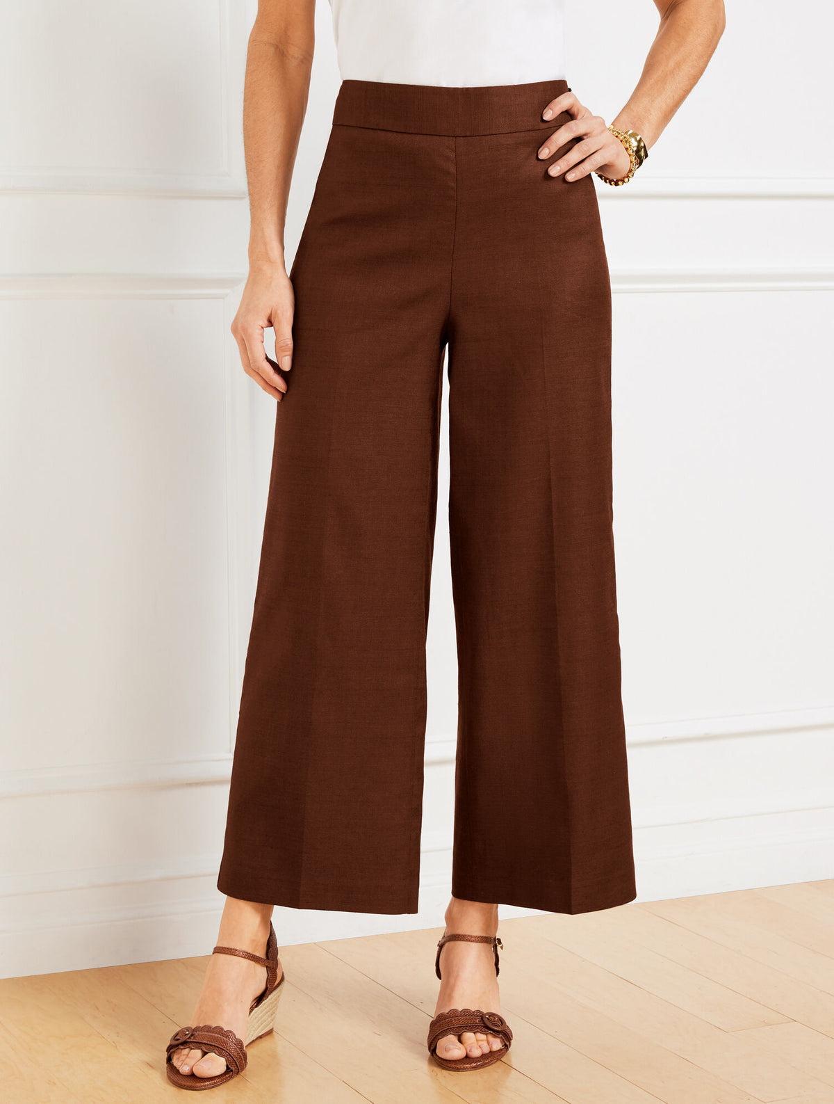 Talbots WIDE CROP LINEN BLEND PANTS
