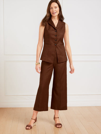 Talbots WIDE CROP LINEN BLEND PANTS