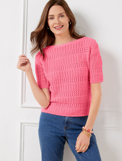 Talbots TEXTURED BATEAU NECK PULLOVER