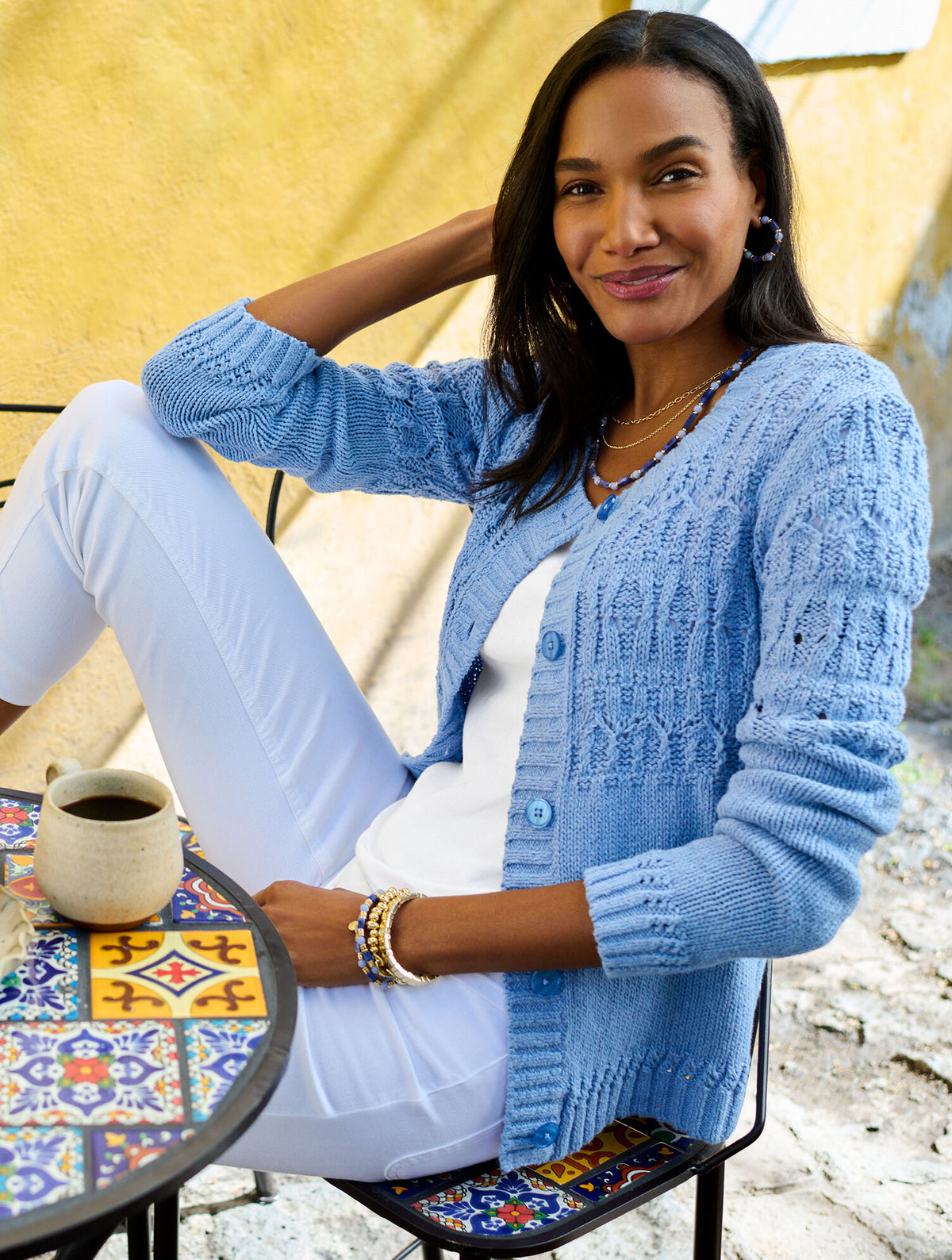 Talbots POINTELLE STITCH CARDIGAN