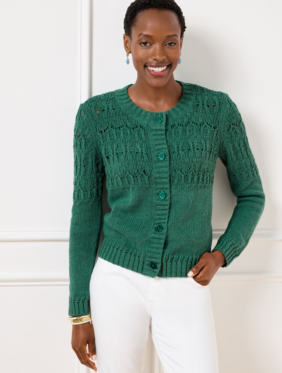 Talbots POINTELLE STITCH CARDIGAN