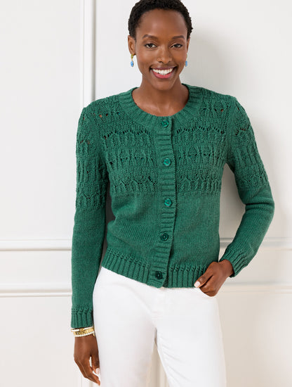 Talbots POINTELLE STITCH CARDIGAN