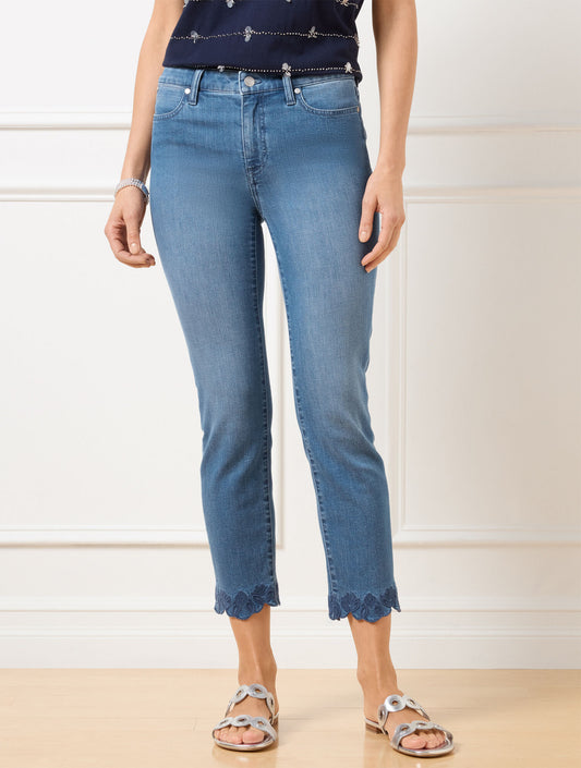 Talbots STRAIGHT CROP SCALLOP HEM JEANS - MARTINA WASH