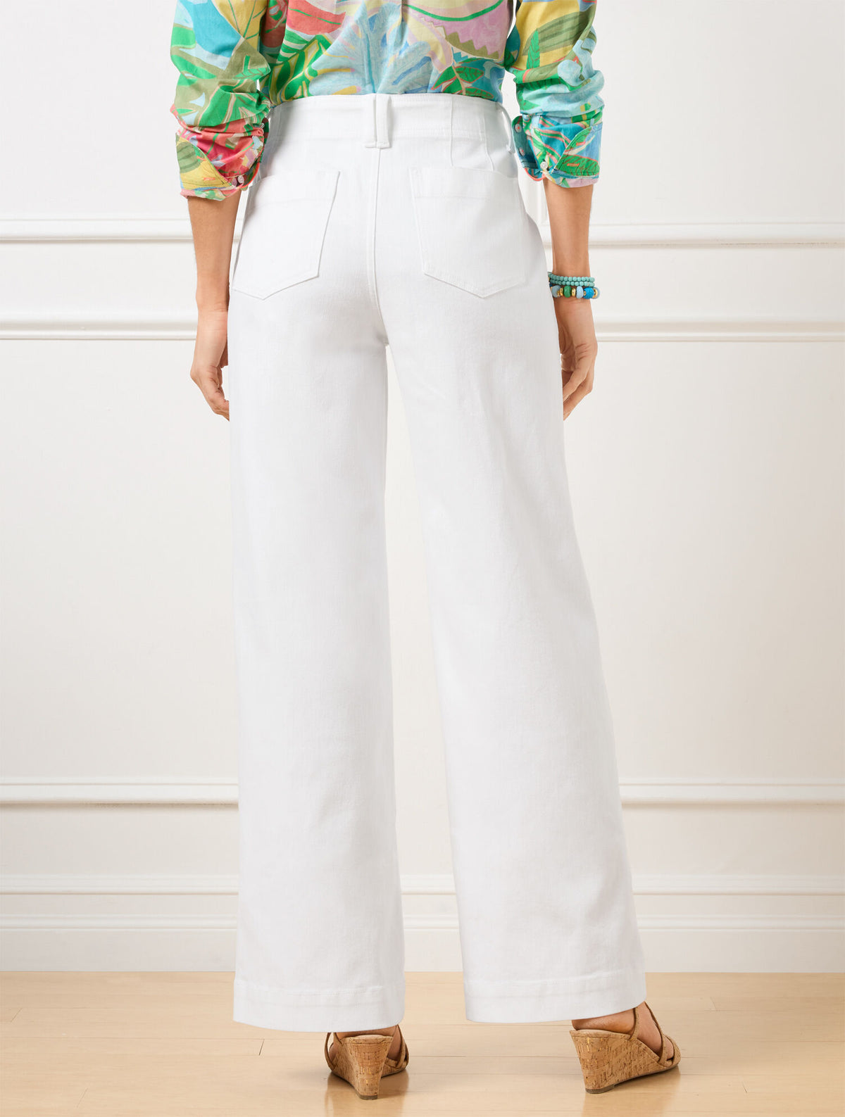 Talbots RELAXED TROUSER LEG JEANS - WHITE