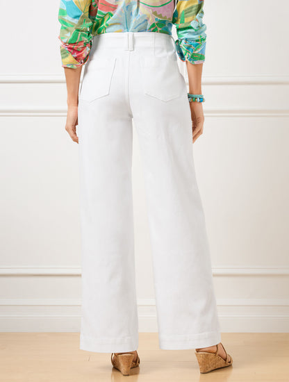 Talbots RELAXED TROUSER LEG JEANS - WHITE