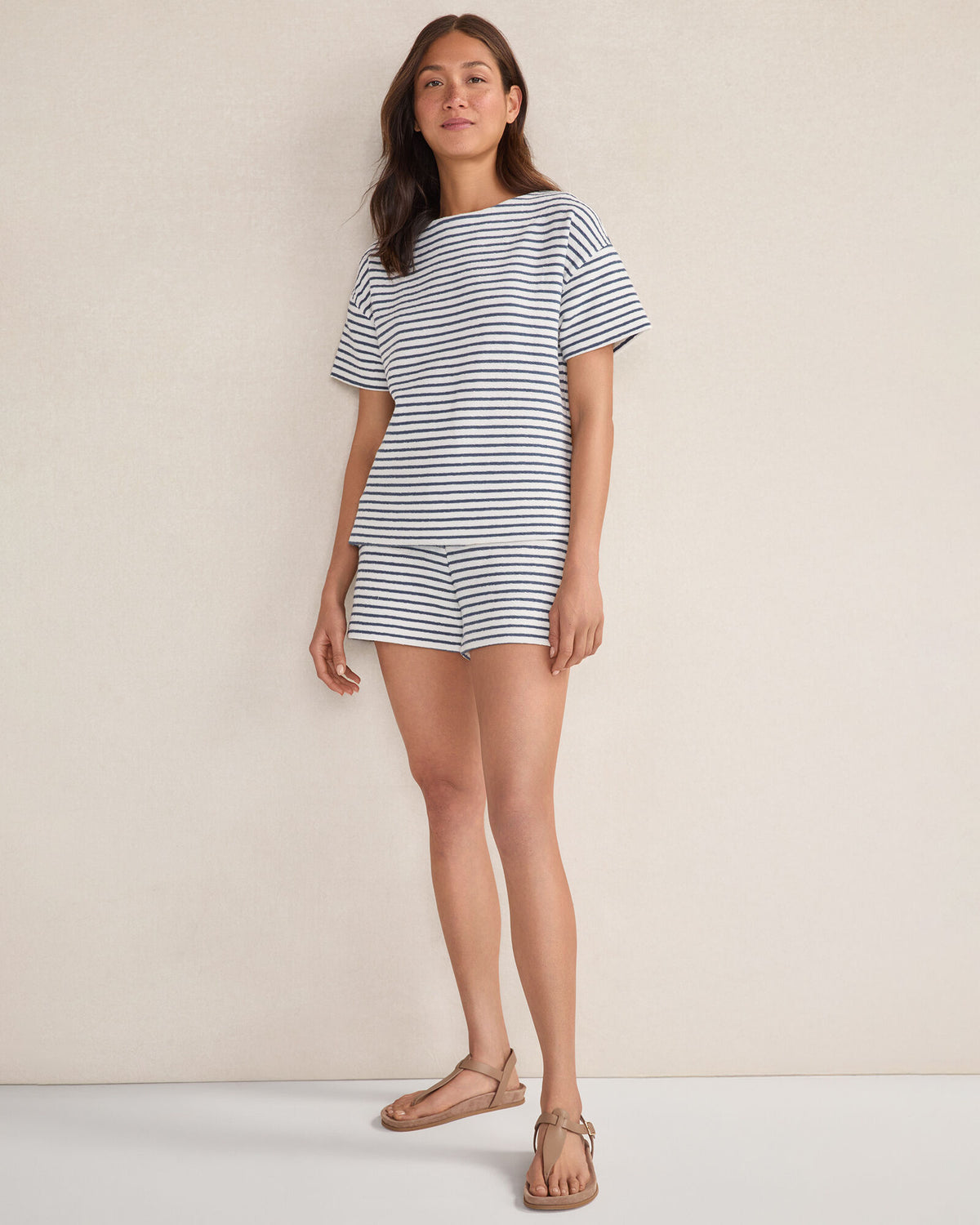 Talbots COTTON BLEND TEXTURED STRIPE SHORTS