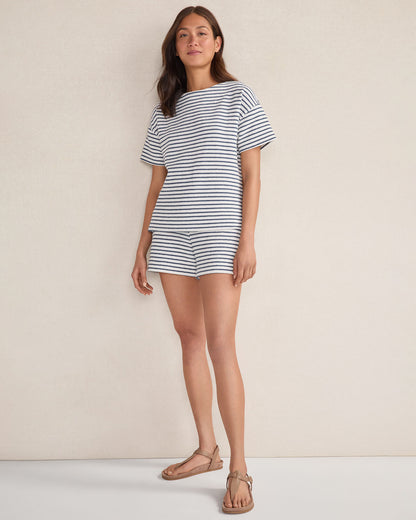 Talbots COTTON BLEND TEXTURED STRIPE SHORTS
