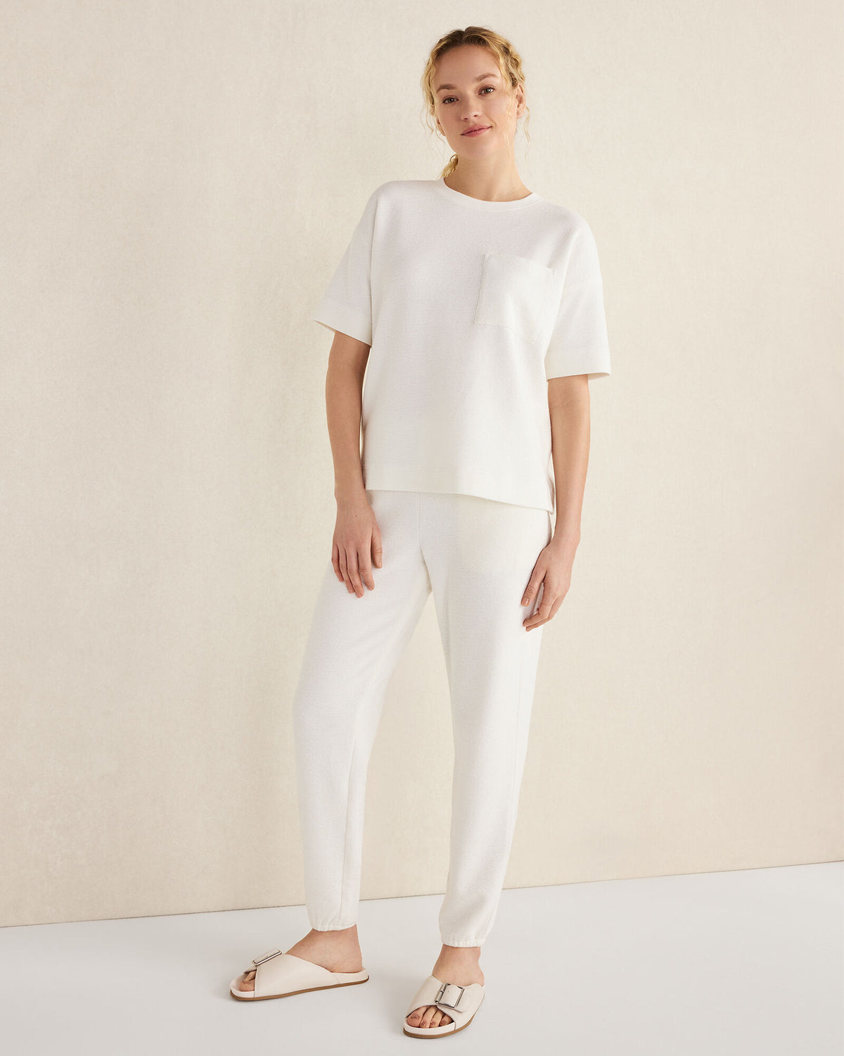 Talbots COTTON BLEND TEXTURED CREWNECK TEE