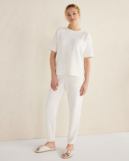 Talbots COTTON BLEND TEXTURED CREWNECK TEE