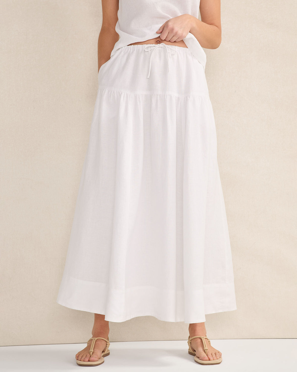 Talbots LINEN TIERED MAXI SKIRT
