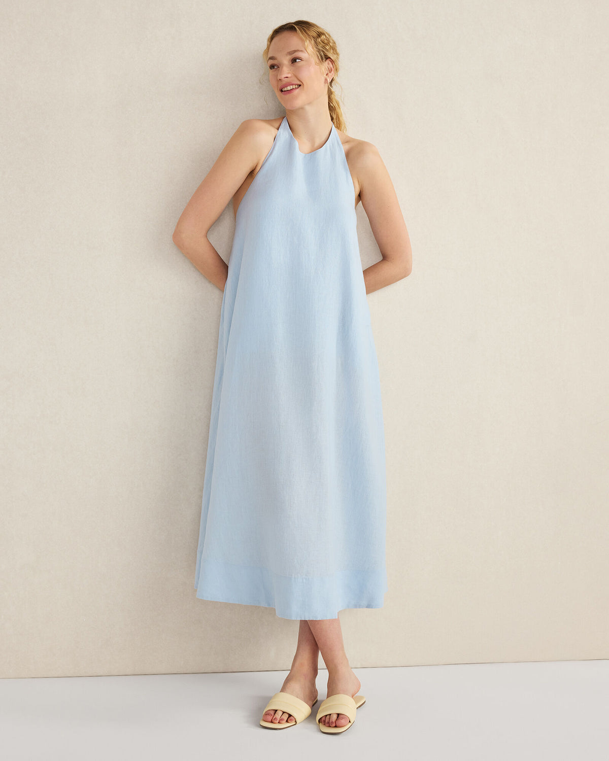 Talbots LINEN HALTER MIDI DRESS