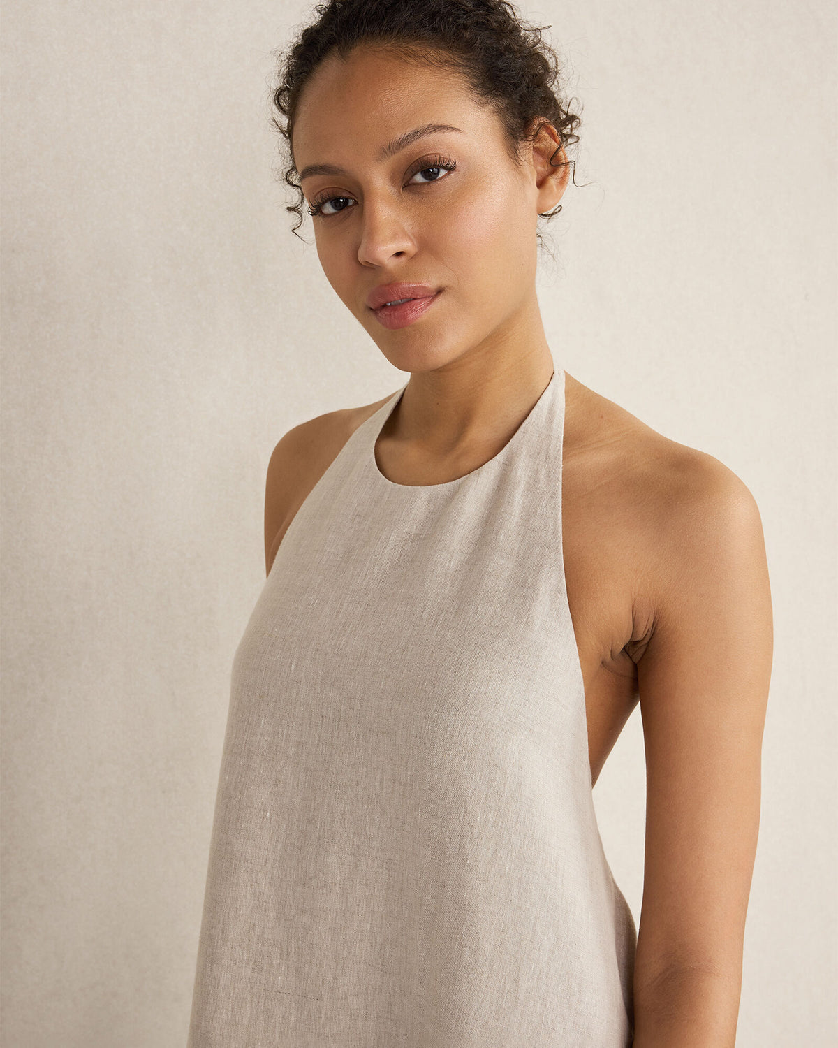 Talbots LINEN HALTER MIDI DRESS