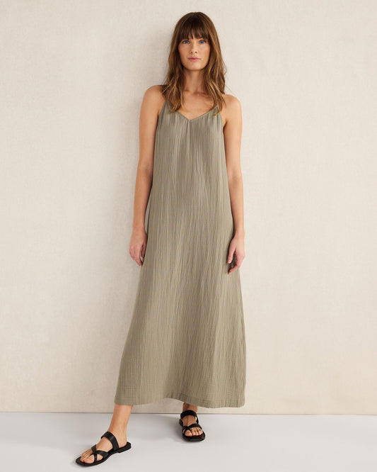 Talbots ORGANIC COTTON GAUZE V-NECK MAXI DRESS