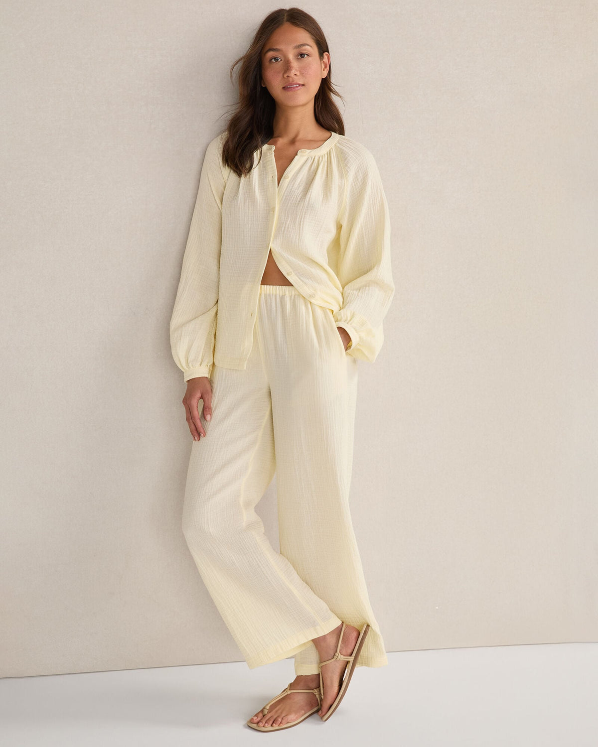 Talbots ORGANIC COTTON GAUZE STRAIGHT LEG PANTS