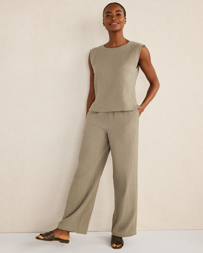 Talbots ORGANIC COTTON GAUZE TANK TOP