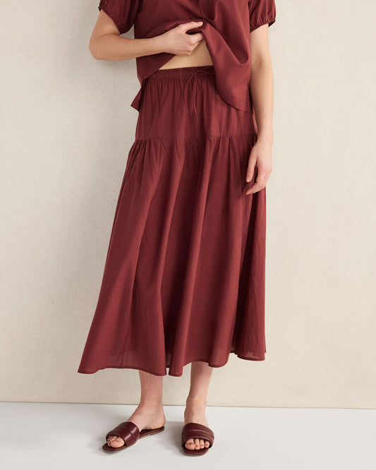 Talbots COTTON VOILE BLEND DROP WAIST MIDI SKIRT