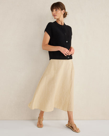 Talbots ORGANIC COTTON LINEN WRAP SKIRT