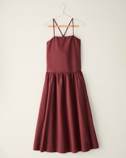 Talbots ORGANIC COTTON LINEN DROP WAIST MAXI DRESS