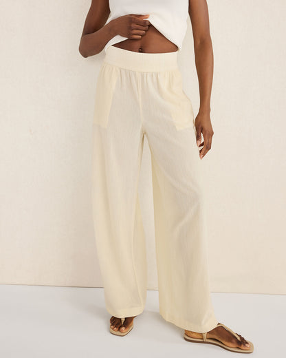 Talbots ORGANIC COTTON CRINKLE GAUZE WIDE LEG PANTS