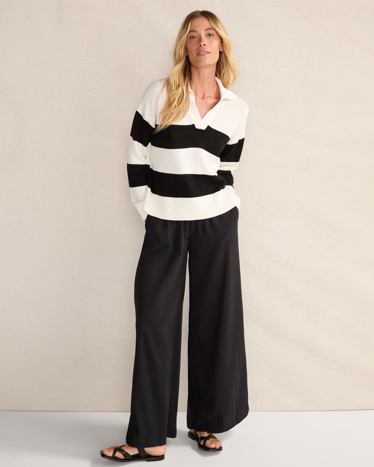 Talbots ORGANIC COTTON CRINKLE GAUZE WIDE LEG PANTS