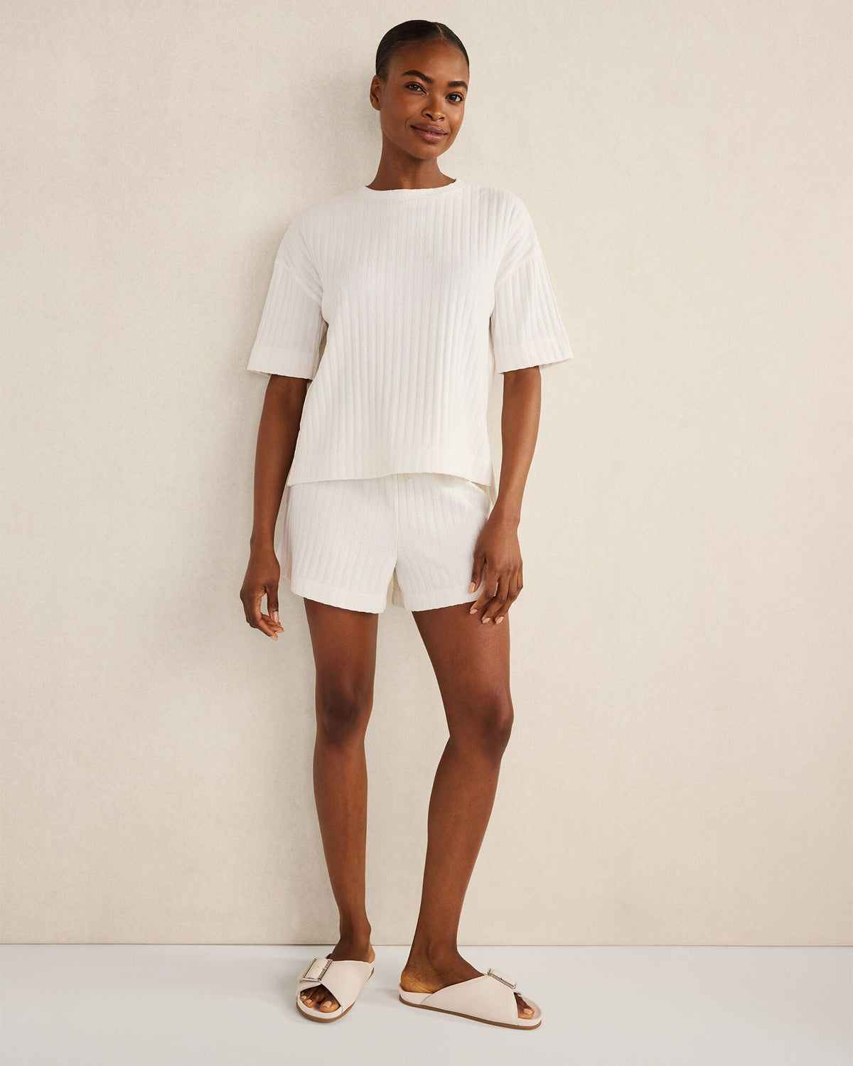Talbots COTTON WIDE RIB SHORT SLEEVE TOP