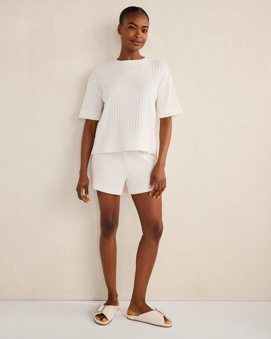 Talbots COTTON WIDE RIB SHORT SLEEVE TOP