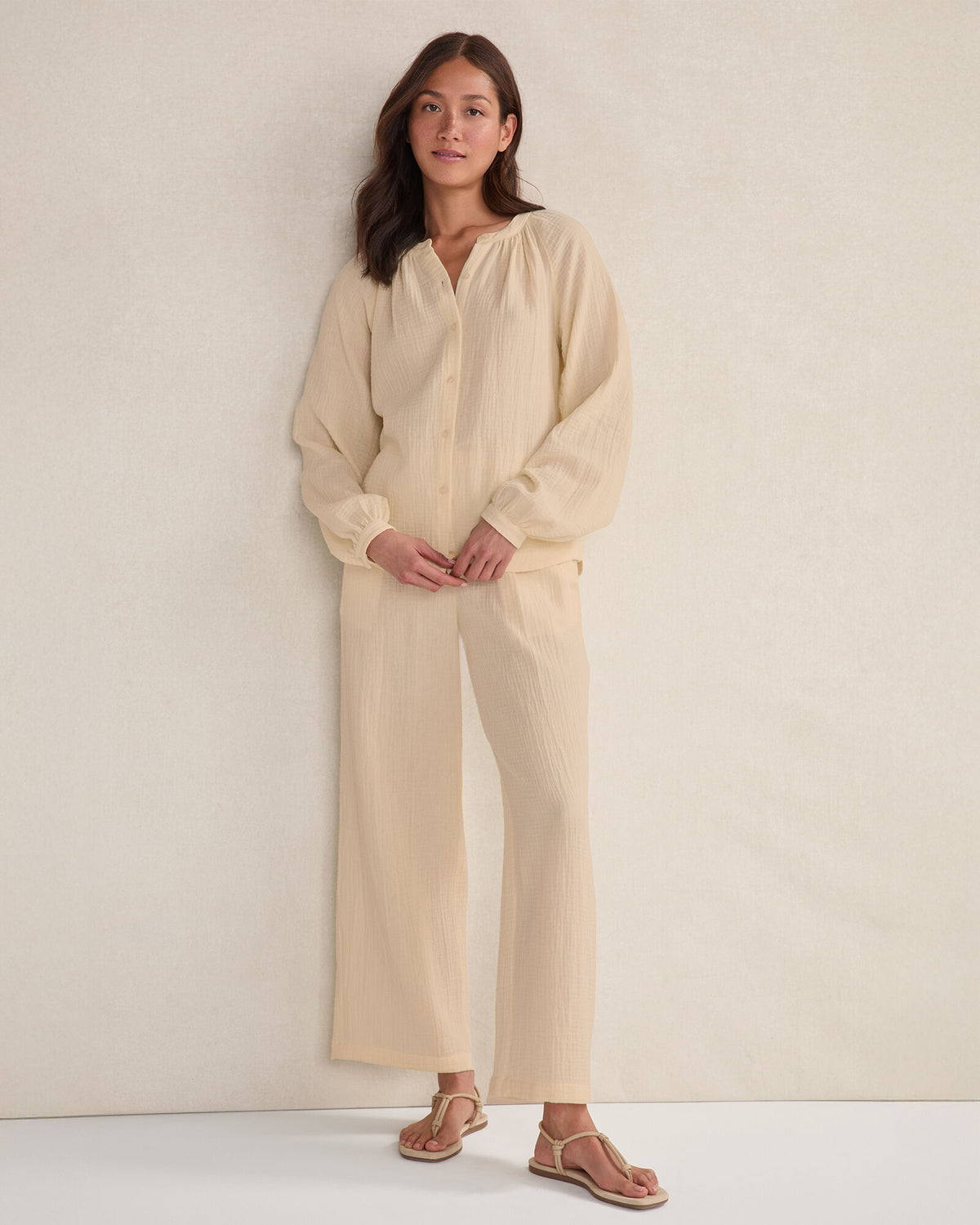 Talbots ORGANIC COTTON GAUZE LONG SLEEVE TOP