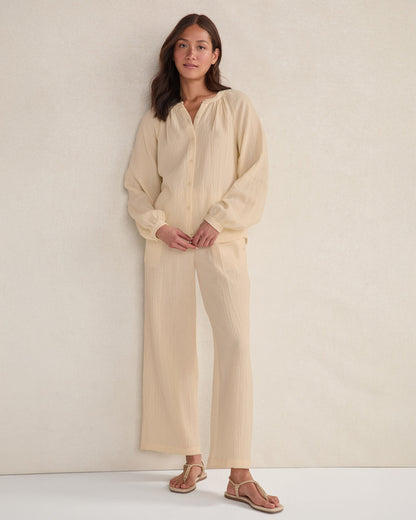 Talbots ORGANIC COTTON GAUZE LONG SLEEVE TOP