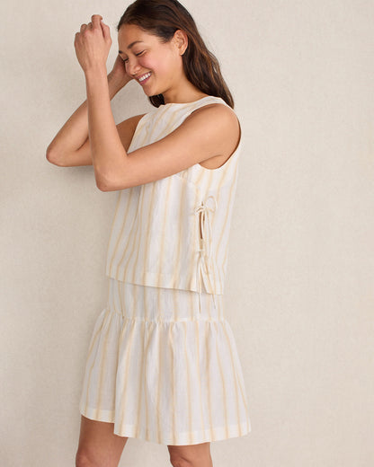 Talbots ORGANIC COTTON LINEN STRIPE SIDE TIE TANK