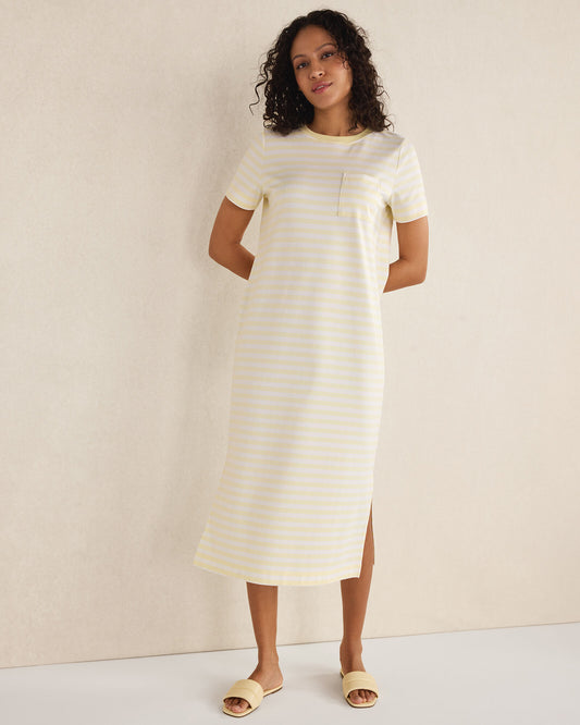 Talbots ORGANIC COTTON INTERLOCK STRIPE T-SHIRT DRESS