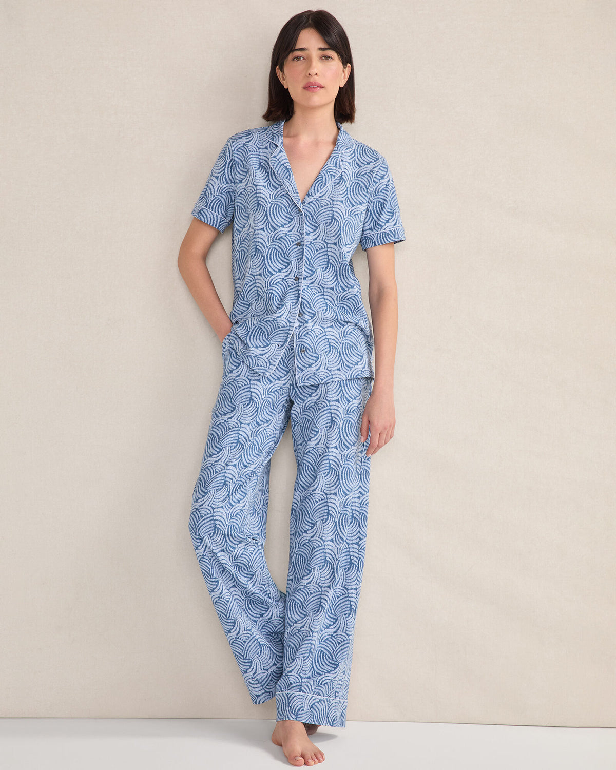 Talbots ORGANIC COTTON JERSEY ABSTRACT WAVE SLEEP SET