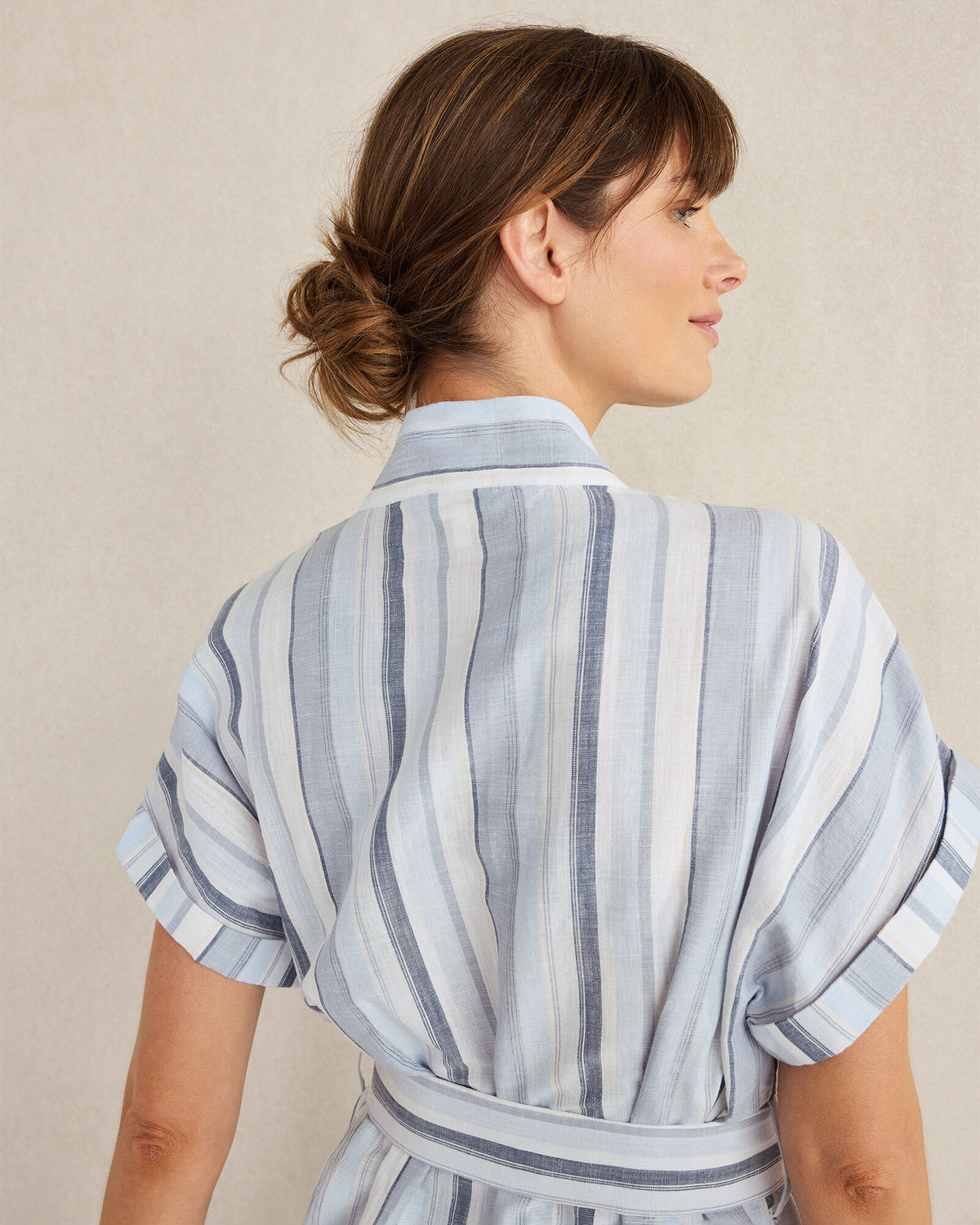 Talbots ORGANIC COTTON LINEN COASTAL STRIPE ROBE