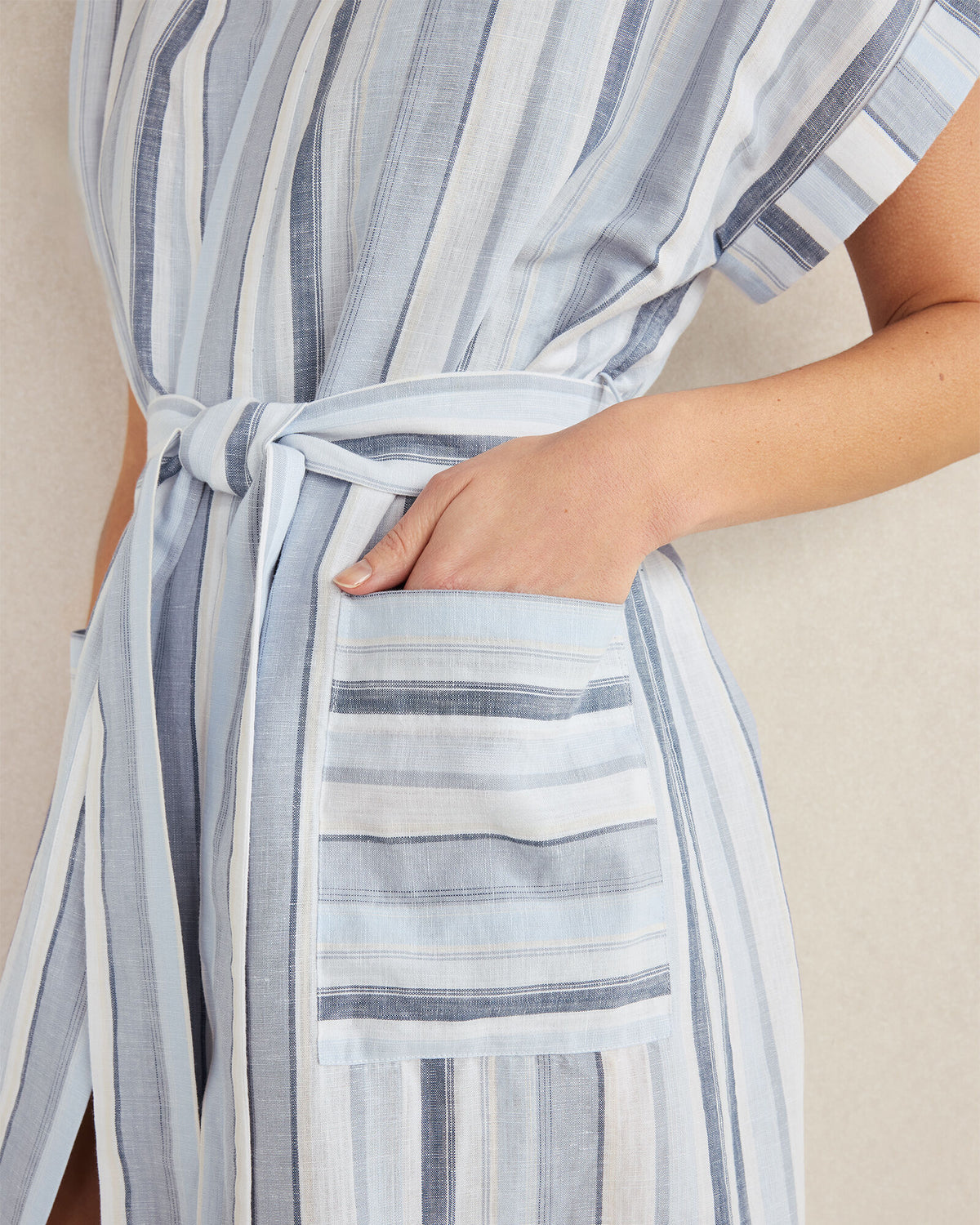 Talbots ORGANIC COTTON LINEN COASTAL STRIPE ROBE
