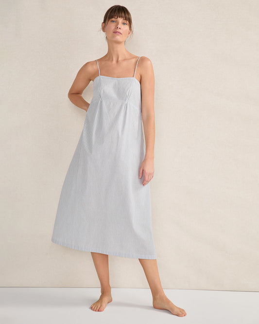 Talbots ORGANIC COTTON POPLIN DELICATE STRIPE SLEEP DRESS