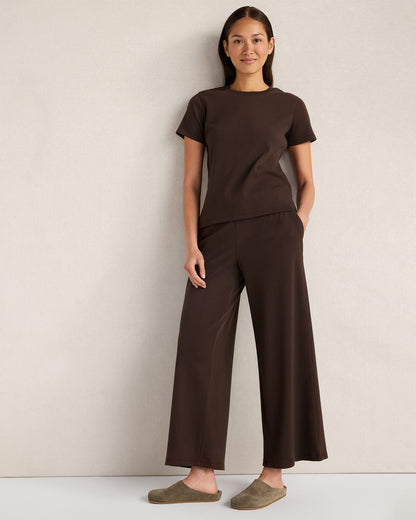 Talbots ORGANIC COTTON RIB KNIT WIDE LEG PANTS