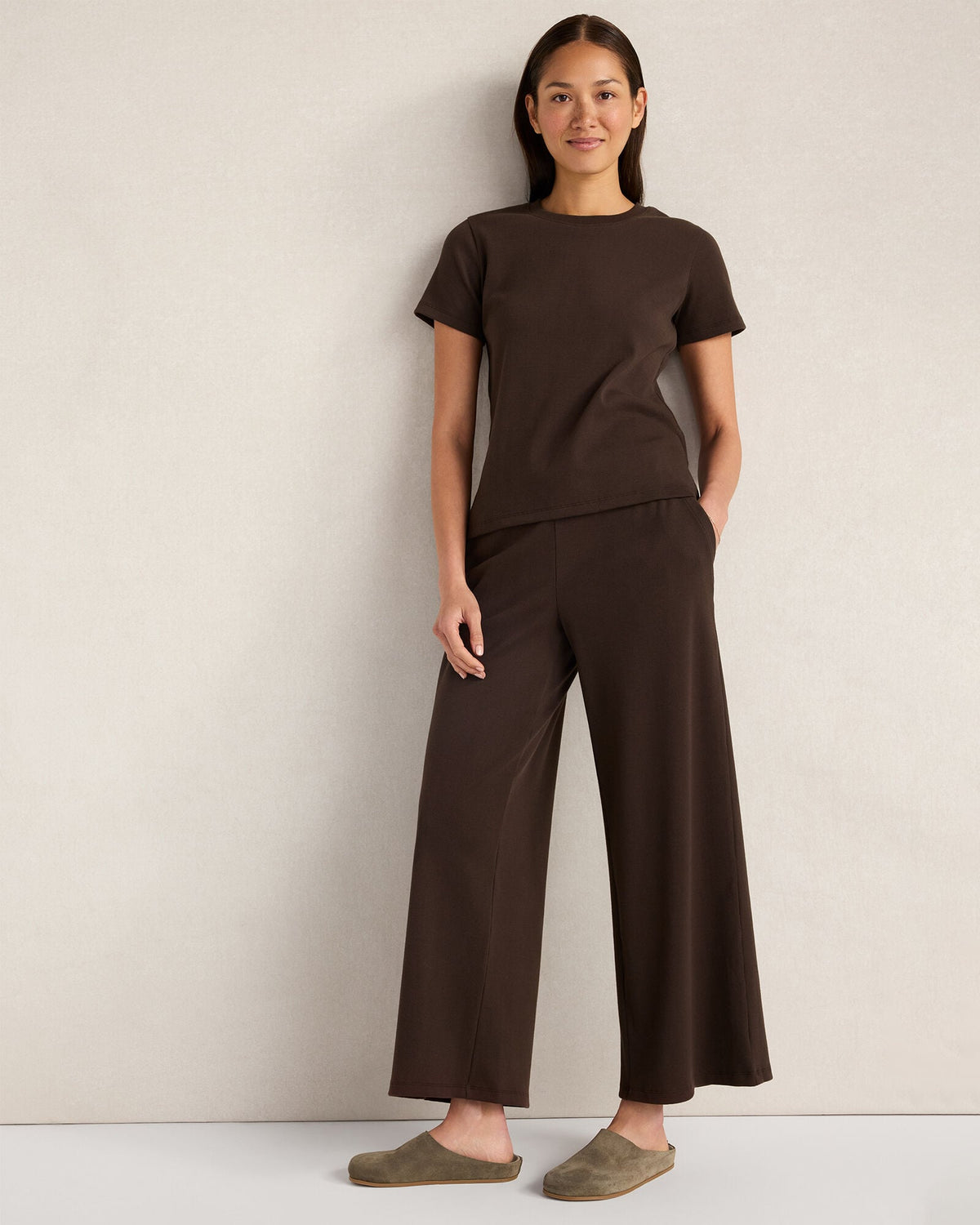 Talbots ORGANIC COTTON RIB KNIT WIDE LEG PANTS