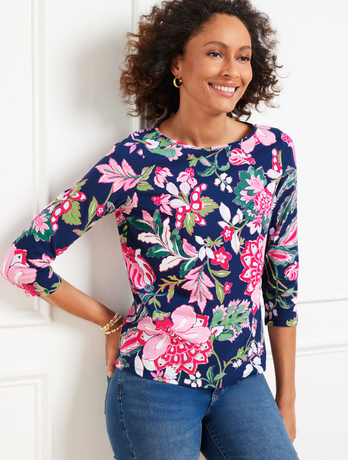 Talbots BATEAU NECK TEE - JOYFUL JACOBEAN