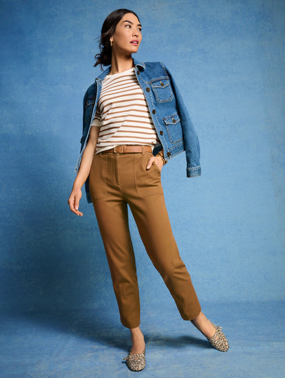 Talbots BUTTON SHOULDER CREWNECK SWEATSHIRT - STRIPE