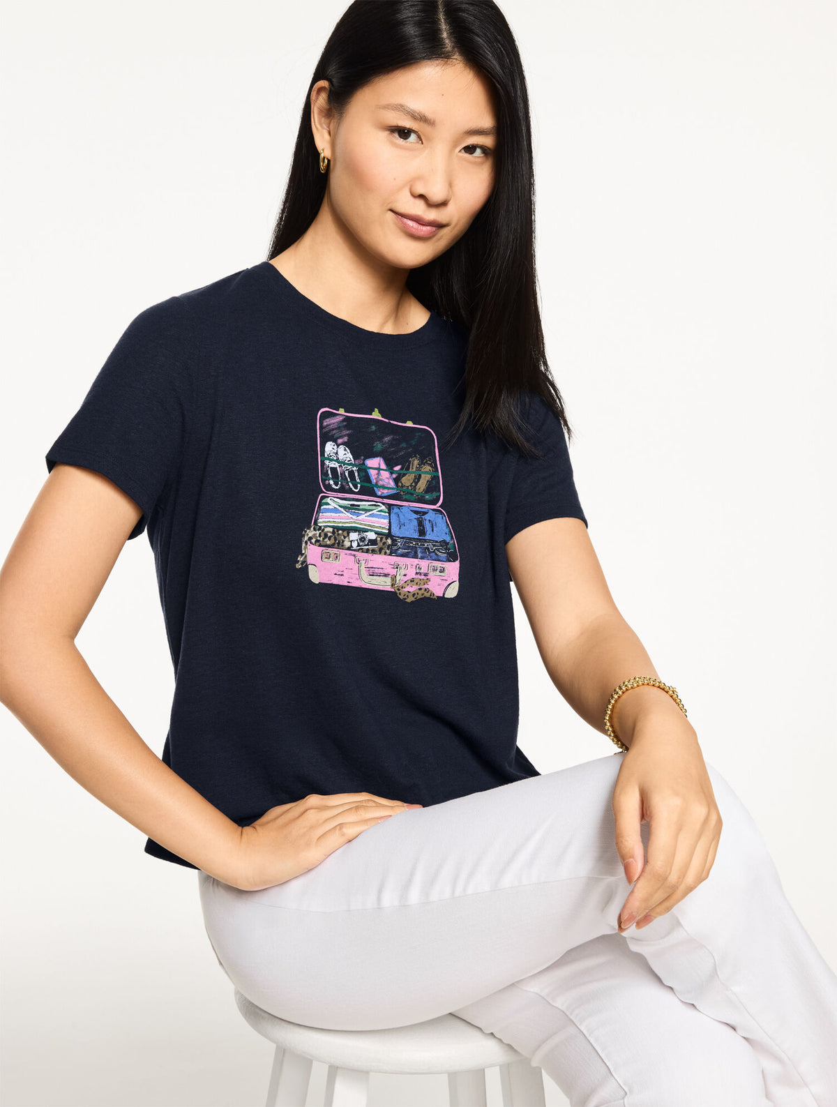 Talbots LUGGAGE CREWNECK TEE