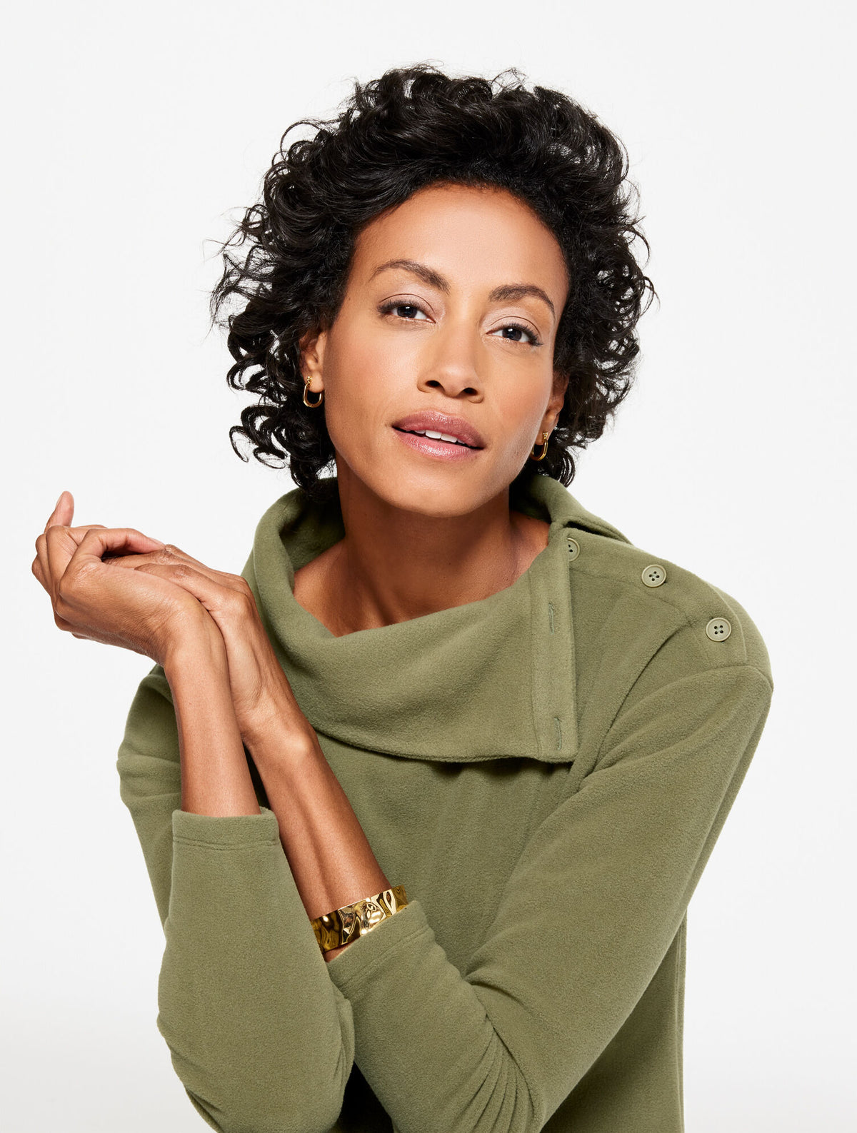 Talbots MICROFLEECE BUTTON SHOULDER PULLOVER