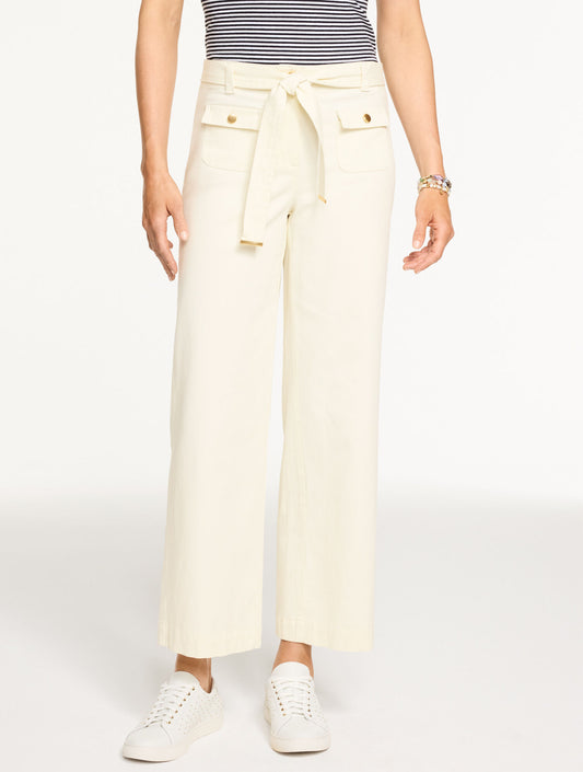 Talbots WIDE ANKLE BELTED TWILL PANTS