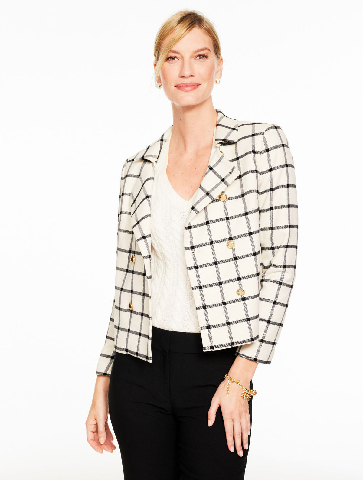 Talbots DOUBLE BREASTED JACKET - WINDOWPANE