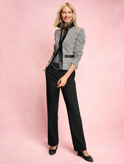 Talbots FAUX LEATHER TWEED JACKET
