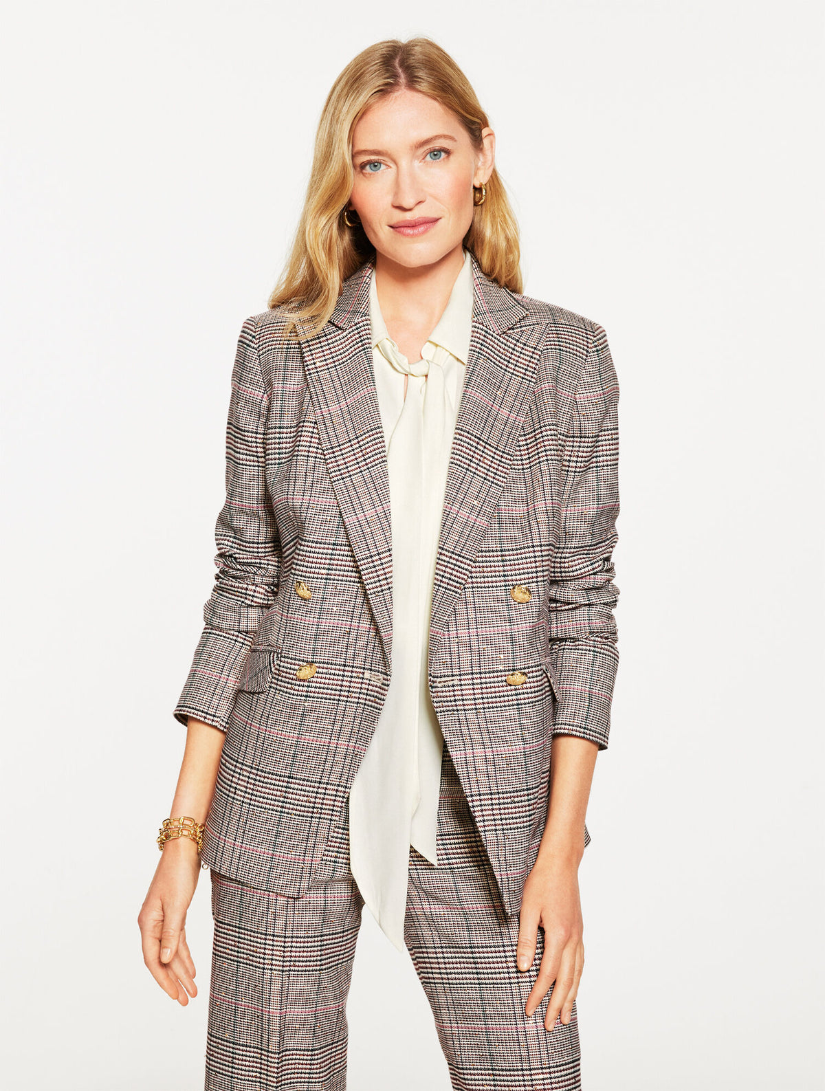 Talbots DOUBLE BREASTED BLAZER - GLEN PLAID