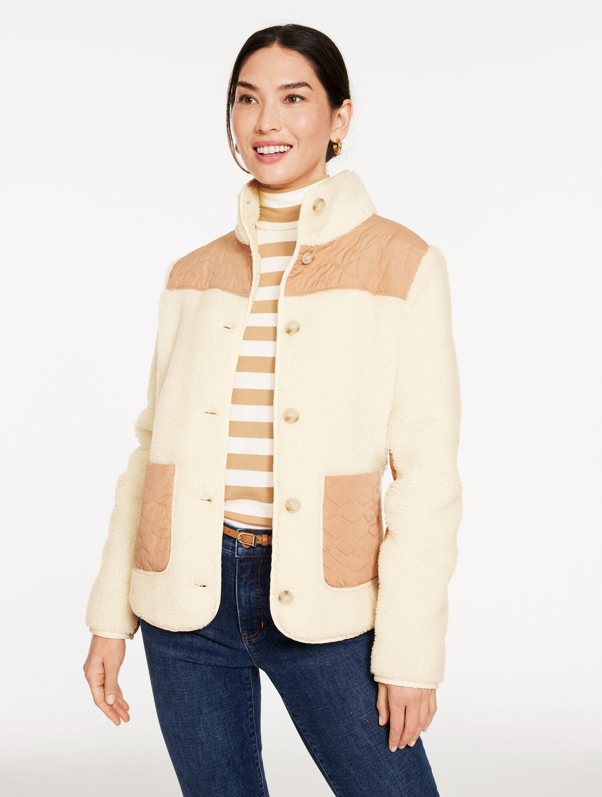 Talbots MIXED MEDIA SHERPA JACKET