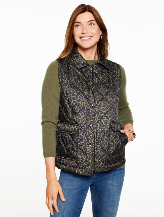 Talbots QUILTED BARN VEST - ALLOVER ANIMAL