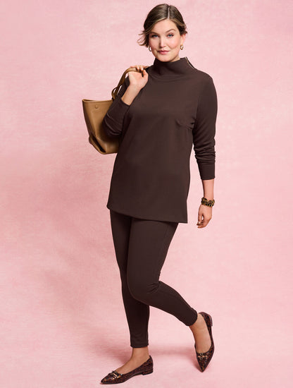 Talbots PASSPORT PONTE ZIP SHOULDER TUNIC PULLOVER