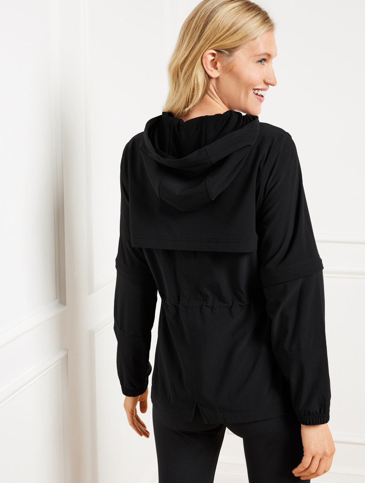 Talbots LIGHTWEIGHT WOVEN STRETCH HOODED CONVERTIBLE JACKET